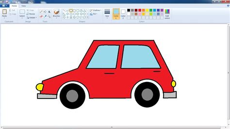 How To Draw Cartoon Car In Ms Paint Car Drawing In Ms Paint Step By