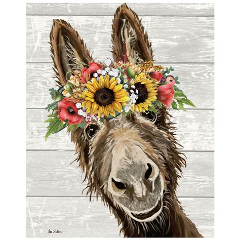 Donkey w/Sunflowers - Art Print - Animal Decor