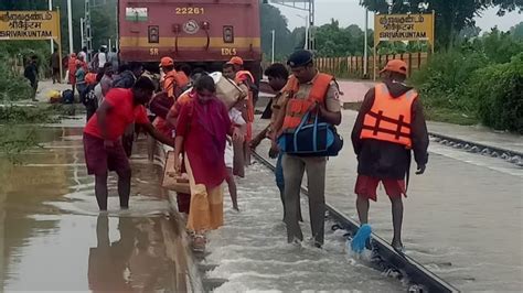 Tamil Nadu Rain Passengers Stranded At Railway Station Rescued In