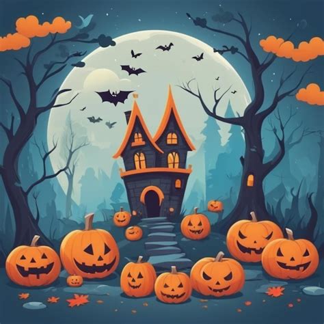 Fundo Vetorial De Desenhos Animados De Halloween Vetor Premium