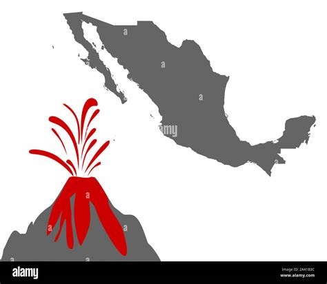 Map of Mexico with volcano Stock Photo - Alamy