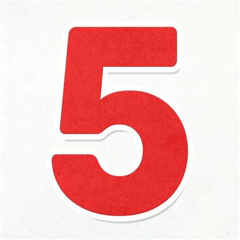 Red Number Five Sticker Design Element Free Image By