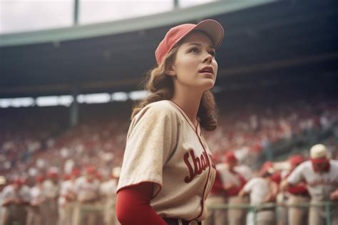 Premium Photo A Female Baseball Player Baseball Uniform