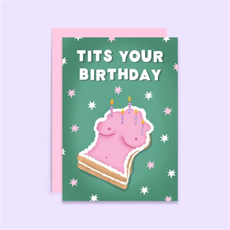 Tits Your Birthday Card Funny Boobs Card By Tikkled Pink