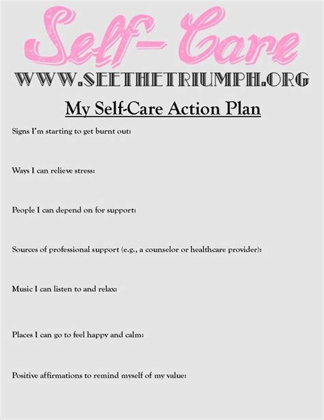 Printable Self Care Activity Worksheets