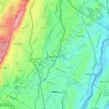 Bloomfield topographic map, elevation, relief