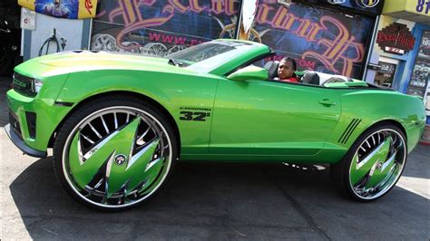 Custom Green Camaro Sits On Massive 32 Inch Rims Youtube