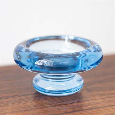 Blue Glass Bowl Ashtray By Per L Tken For Holmegaard S