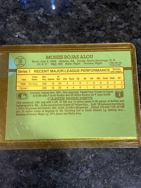 Rare Vintage Mint Condition Moises Alou Rookie RC Card 1991 Donruss 38