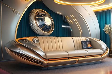 Premium Photo Retro Spaceship Inspired Living Room