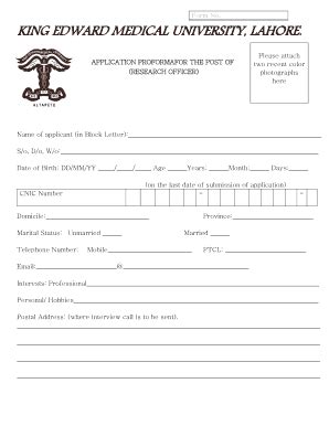 Fillable Online Kemu Edu Application Form For Research Officer King