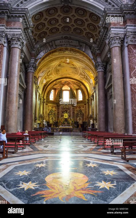 Interior (altar) of the Basilica of St. Mary of the Angels and Martyrs, Rome. Italy Stock Photo ...