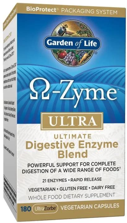 Garden of Life Vegetarian Digestive Supplement - Omega Zyme Ultra Enzyme Blend for Digestion ...