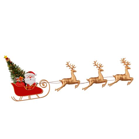 Santa Claus En Trineo Con Renos Aislado D Render Png