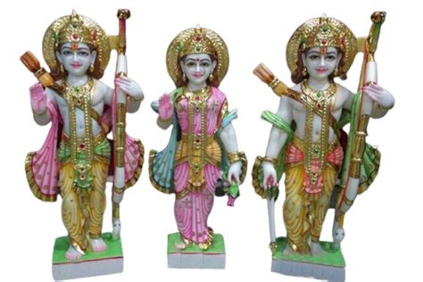 White Painted Marble Ram Darbar Statue For Worship Size Feet At