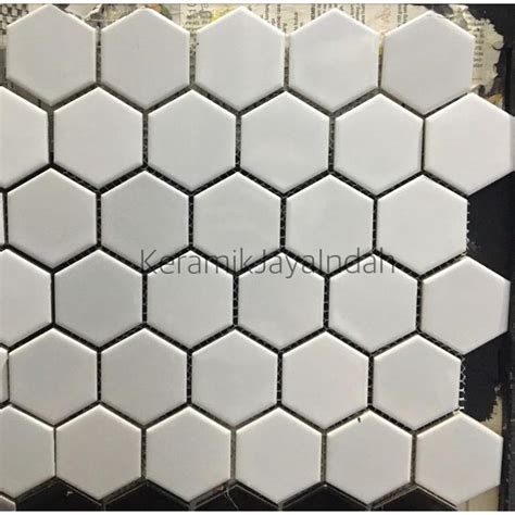 Jual House Keramik Mozaik Hexagonal White Glossy Mozaic Mosaik Mosaic