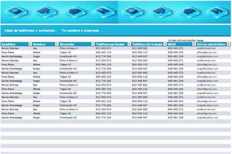 Total 82 Imagen Modelo De Directorio Telefonico En Excel Abzlocal Mx