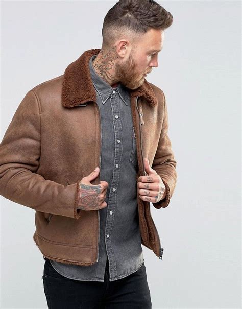 Asos Faux Shearling Jacket In Tan Faux Shearling Jacket Shearling Jacket Lined Denim Jacket