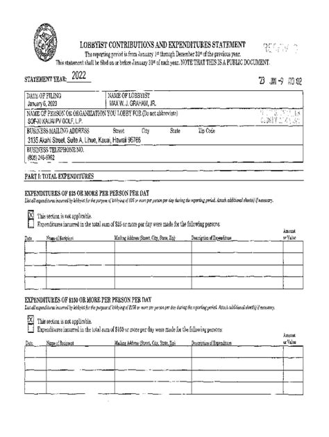 Fillable Online LOBBYIST CONTRIBUTIONS AND EXPENDITURES Fax Email