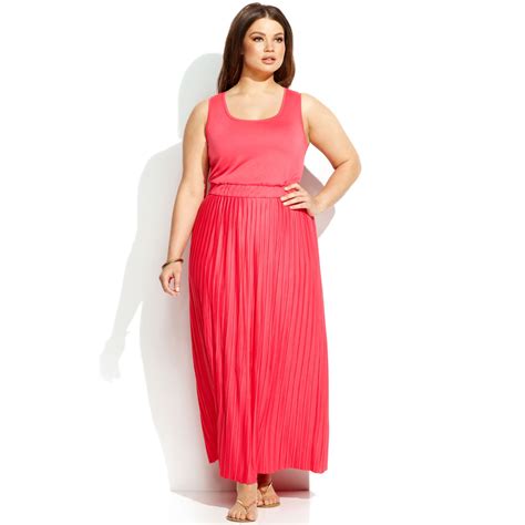 Calvin Klein Plus Size Sleeveless Pleated Dress In Pink Lyst