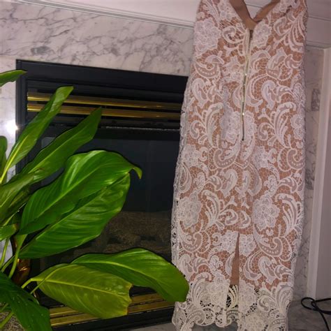 Elegant Cream Nude On Off Shoulder Gown Gem