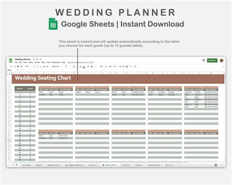 Google Sheets - Wedding Planner - Earthy – kjunstudio