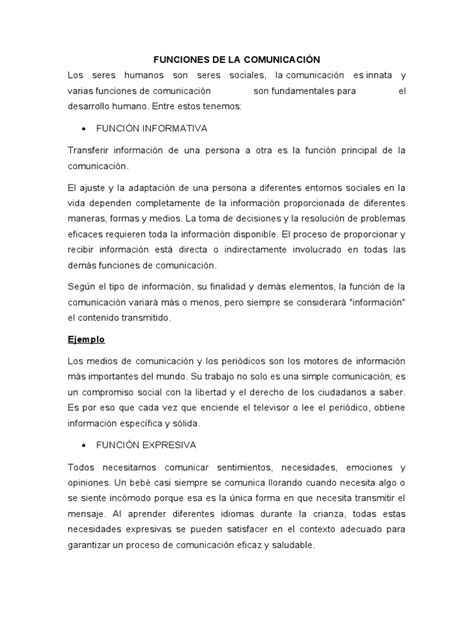 Funciones de La Comunicación | PDF | Comunicación | Información 