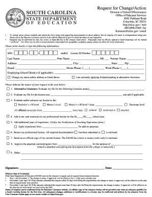 Request For Change Action Form Fill Online Printable Fillable