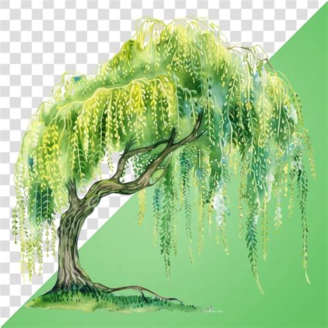 Png Graceful Watercolor Willow Tree Premium Ai Generated Psd