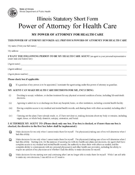 Free Illinois Power Of Attorney Forms 10 Pdf