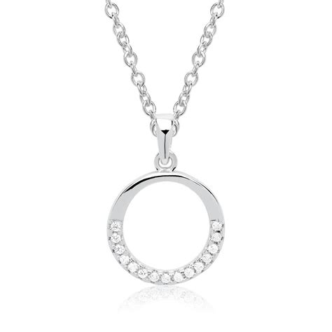 Unique Kette Und Anh Nger Kreis Er Silber Mit Zirkonia Sp Slk