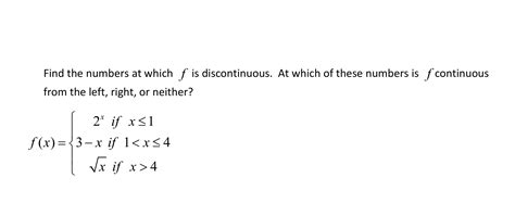 Solved Find The Numbers At Which F Is Discontinuous At Chegg