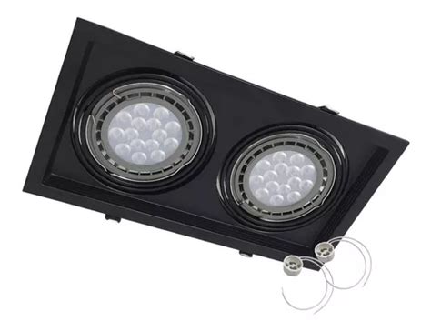 Spot Embutir 2 Luces Ar111 Apto Led Gu10 Cardanico Completo