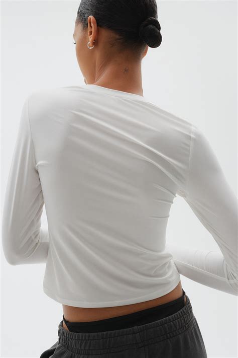 Long Sleeved Microfiber Top Cream Ladies Handm Us