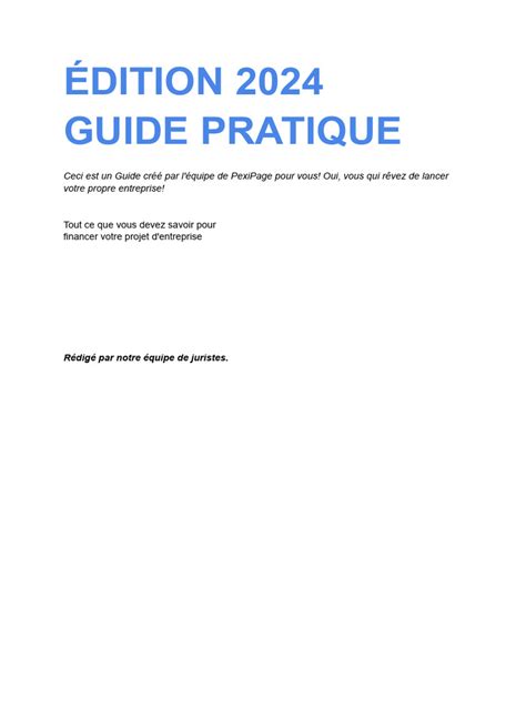 Guide Complet Financement D'entreprise Édition 2024 | PDF | Prêts ...