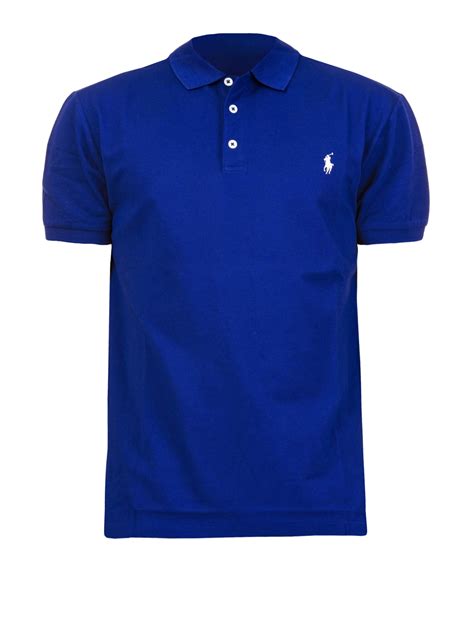 Polo Shirts Polo Ralph Lauren Logo Royal Blue Pique Cotton Polo Shirt 710541705112