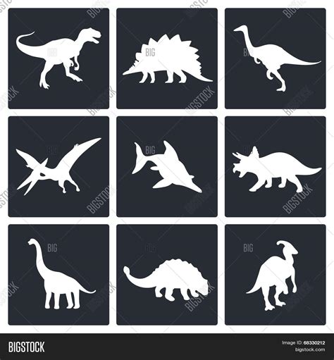 Dinosaurs Icons Set Vector And Photo Free Trial Bigstock