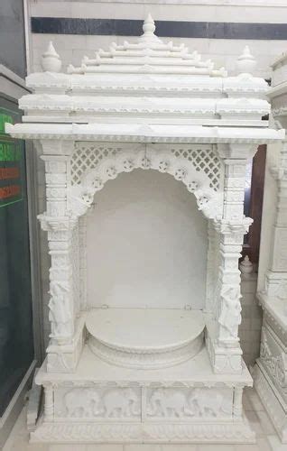 Carved White Makrana Marble Temple For Worship Size 5 4 Ft At Rs