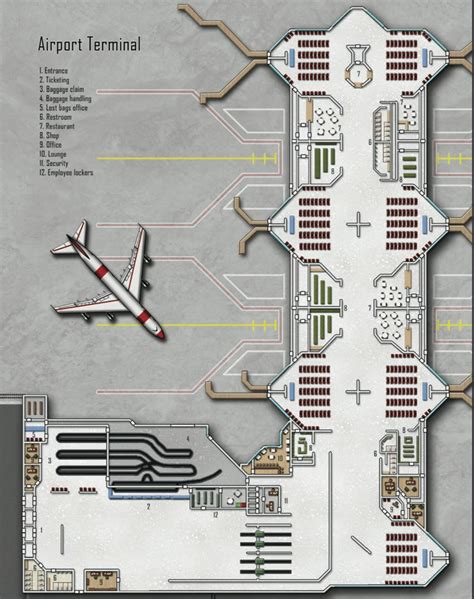 Airport Terminal; shadowrun, floorplan | Geschäfts- und büroarchitektur