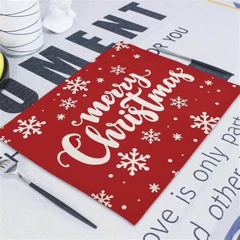 Рождественские столовые салфетки 42X32 см, тканевый коврик, чайные ...