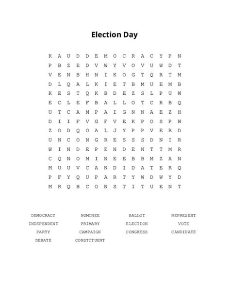 Election Day Word Search