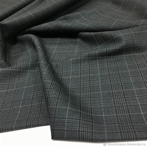 Ткань Костюмная шерсть серо-зеленая клетка арт. 12-3523 купить в ...