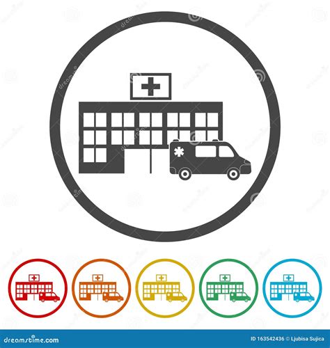 Hospital Building Icons Set Illustration Stock Vector Illustration