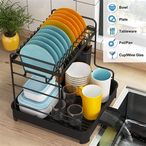 Dish Drying Rack 1Easylife Small 2 Tier Stainless Steel Dish Rack With