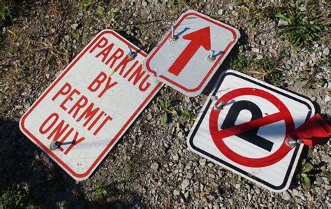 (3) Metal signs, include: 1- No Parking arrow, 1- Permit Parking Only ...