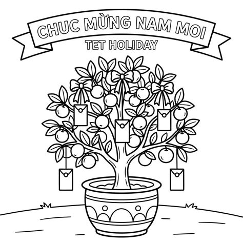 Tô màu Cây Quất Ngày Tết - Trang Tô Màu Cho Bé