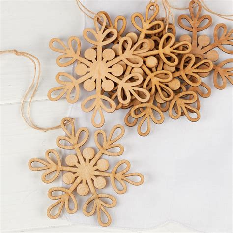 Wooden Snowflake Laser Cut Ornaments Snow Snowflakes Glitter