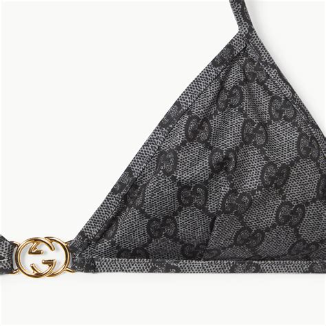 Printed GG Stretch Jersey Bikini In Black GUCCI Australia