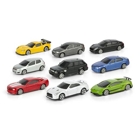 Set masini de jucarie pentru copii, colectie de 9 piese, colorate