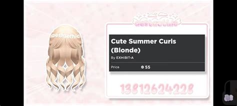 Pin By Aesthetic Roblox Life On Roblox Blonde Hair Codes Summer Curls Blonde Blonde Hair